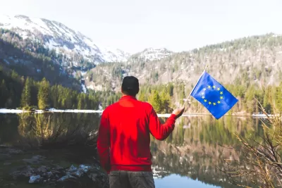 Man with european union flag