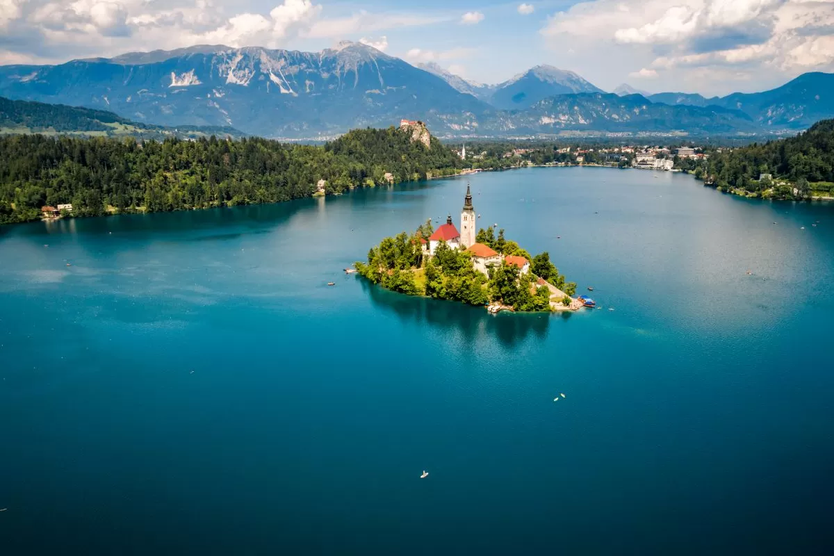 Slovenia - Aerial view resort Lake Bled