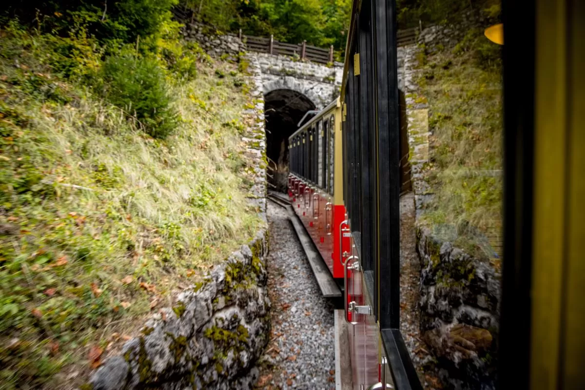 Train goes into the tunnel