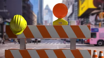 Street construction barriers in city